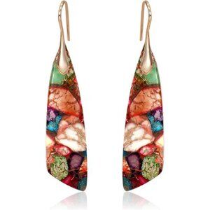 Natural Stone Earrings for Women Boho Triangles Dangle Drop Earrings Trendy